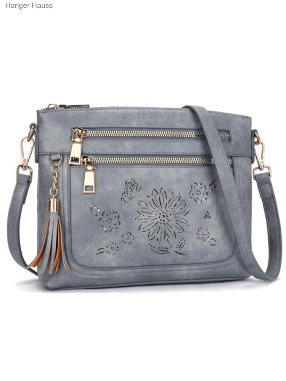 Small Crossbody Bag Vegan Leather Tassel Multi Pocket Everyday Purse